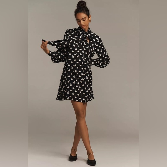 The Caroline Tie-Neck Mini Dress by Maeve - Picture 1 of 10